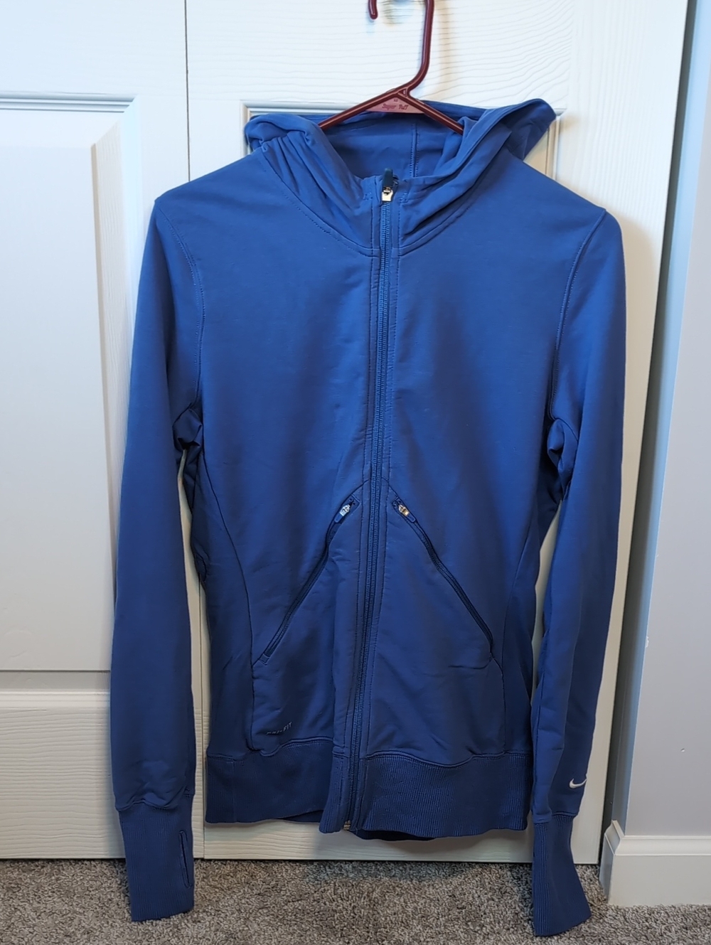 Nike Royal Blue Full-Zip Hoodie Running Jacket Dri Fit Medium
